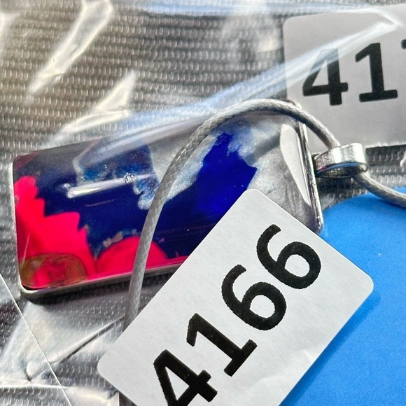 Pendant Necklace Artisan Unique OOAK Handmade Hand painted 2x1  abstract  4174 B - Picture 3 of 8